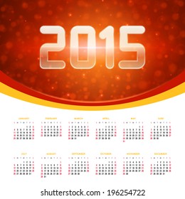 Calendar 2015 vector design template USA version
