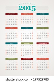 Calendar 2015 vector design template 