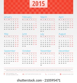 Calendar 2015 vector design template and place for your photo
