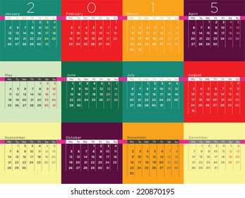 Calendar 2015 vector design template