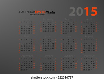 Calendar 2015 - vector design template