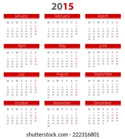 Calendar 2015 - vector design template