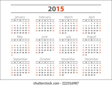 Calendar 2015 - vector design template