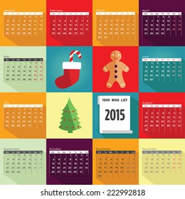 Calendar 2015 vector design template
