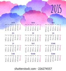Calendar 2015 vector design template