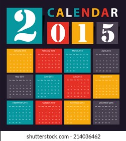 Calendar 2015 Vector earthtone design