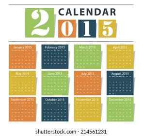 Calendar 2015 Vector earthtone design