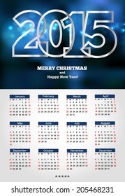 Calendar 2015 Vector EPS 10 illustration.
