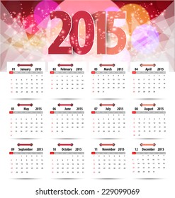 Calendar for 2015. Vector EPS10.