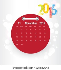 Calendar for 2015. Vector EPS10.