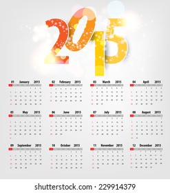 Calendar for 2015. Vector EPS10.