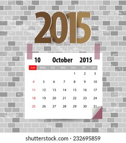 Calendar for 2015. Vector EPS10.