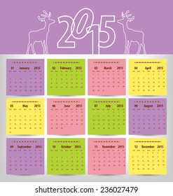 Calendar for 2015. Vector EPS10.