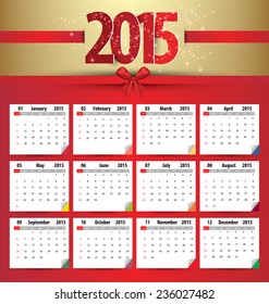 Calendar for 2015. Vector EPS10.