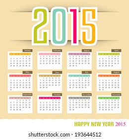 Calendar 2015. vector illustration