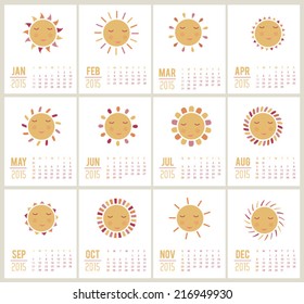 Calendar 2015. Vector illustration