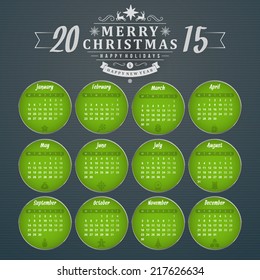 Calendar 2015 vector template week starts monday