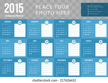 Calendar 2015 vector template week starts monday