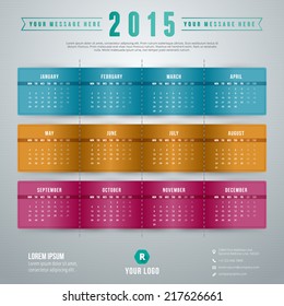 Calendar 2015 vector template week starts monday