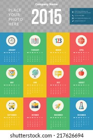 Calendar 2015 vector template week starts monday