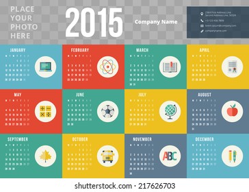 Calendar 2015 vector template week starts monday