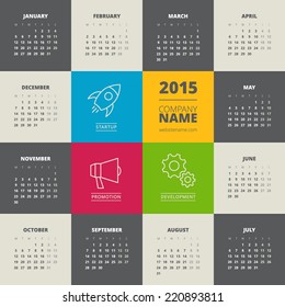 Calendar 2015 vector template week starts sunday