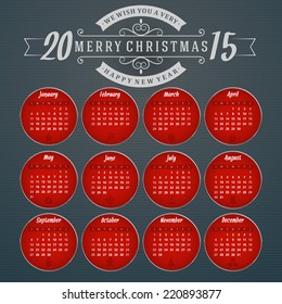 Calendar 2015 vector template week starts sunday