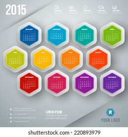 Calendar 2015 vector template week starts sunday