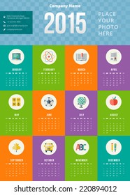 Calendar 2015 vector template week starts sunday