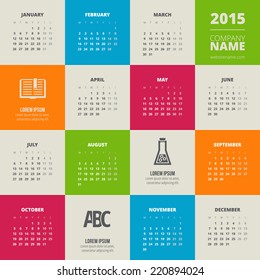 Calendar 2015 vector template week starts sunday