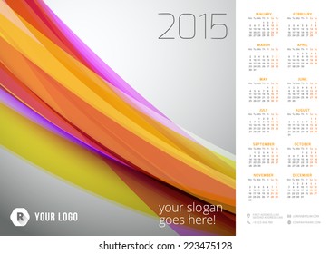 Calendar 2015 vector template week starts monday
