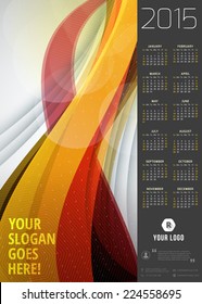 Calendar 2015 vector template week starts sunday