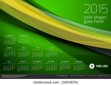 Calendar 2015 vector template week starts sunday