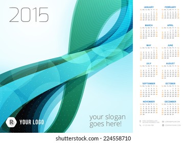 Calendar 2015 vector template week starts sunday