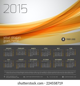 Calendar 2015 vector template week starts sunday