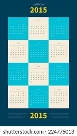Calendar 2015 vector template week starts monday
