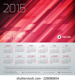 Calendar 2015 vector template week starts monday all month