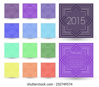 Calendar 2015. Vector. Week starts monday