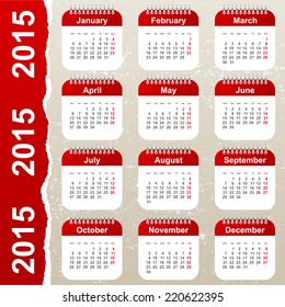 calendar 2015 in vintage style