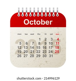 calendar 2015 in vintage style - October