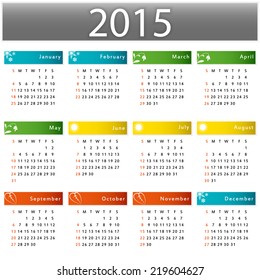Calendar for 2015 year
