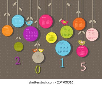 Calendar for 2015 year with flowers