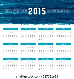 Kalender 2015 Jahre Vektordesign-Vorlage. Europäische Version. 