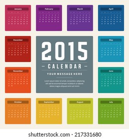 Calendar 2015 year vector design template. 