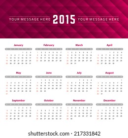 Calendar 2015 year vector design template. 
