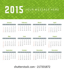 Calendar 2015 year vector design template. 