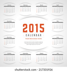 Modelo de design vetorial de 2015 do calendário. 