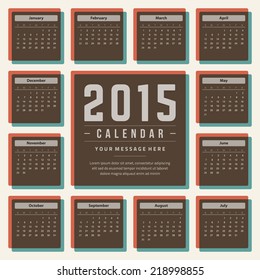 Calendar 2015 year vector design template.