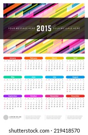 Calendar 2015 year vector design template.