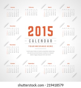 Calendar 2015 year vector design template.